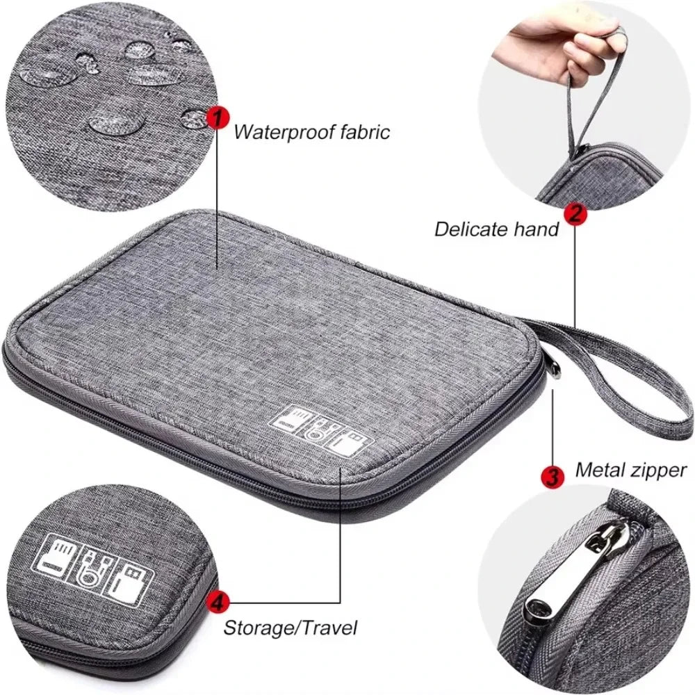 Travel cable storage bag portable