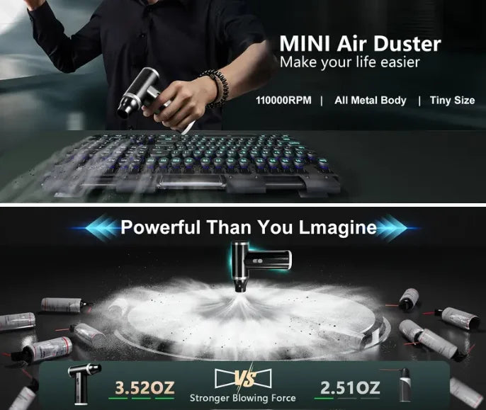 MINI Compressed Air Duster Cordless Dust Blower  Cleaner Electric