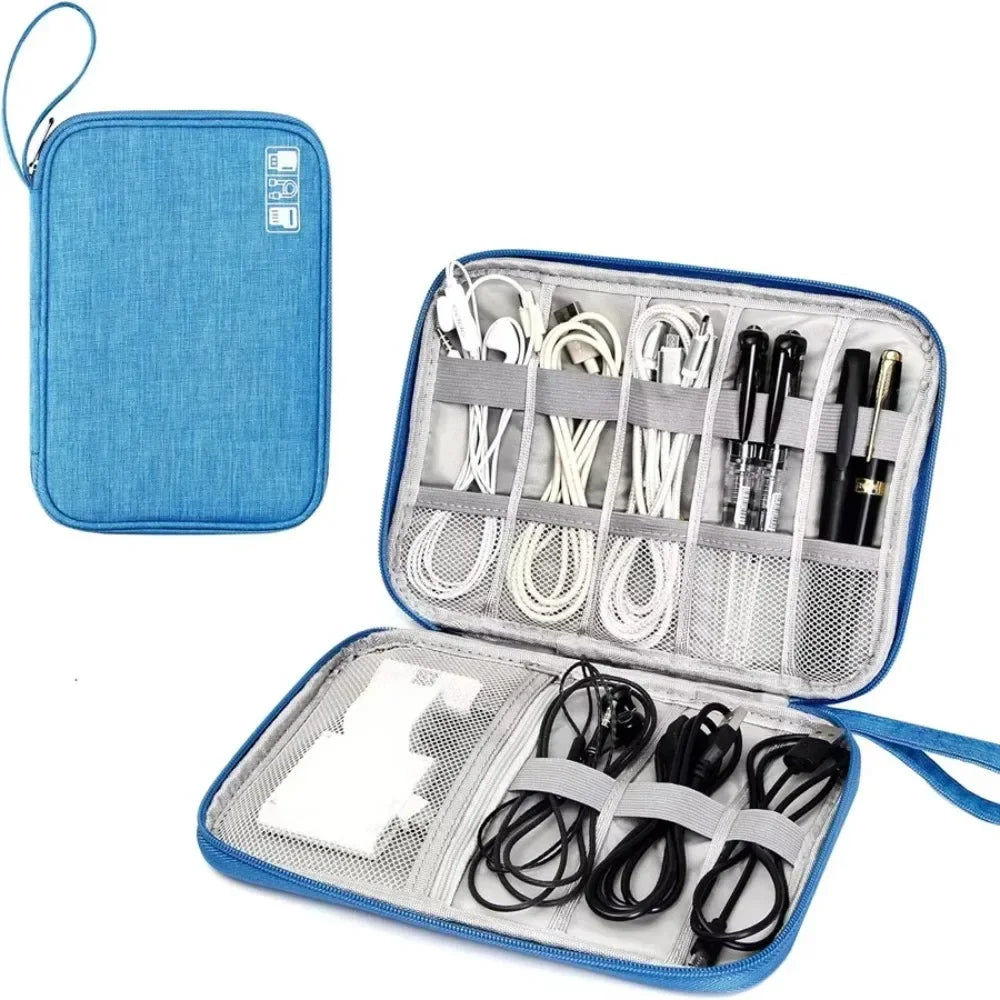 Travel cable storage bag portable
