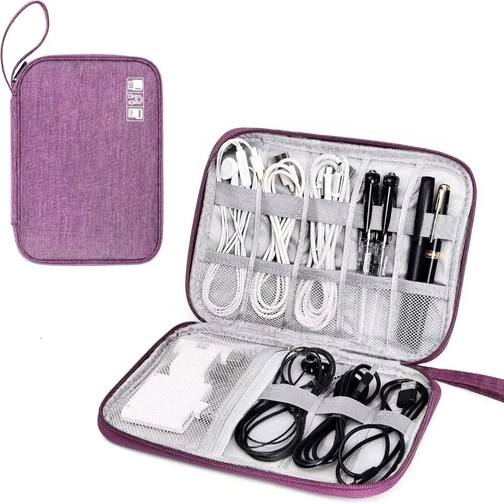 Travel cable storage bag portable