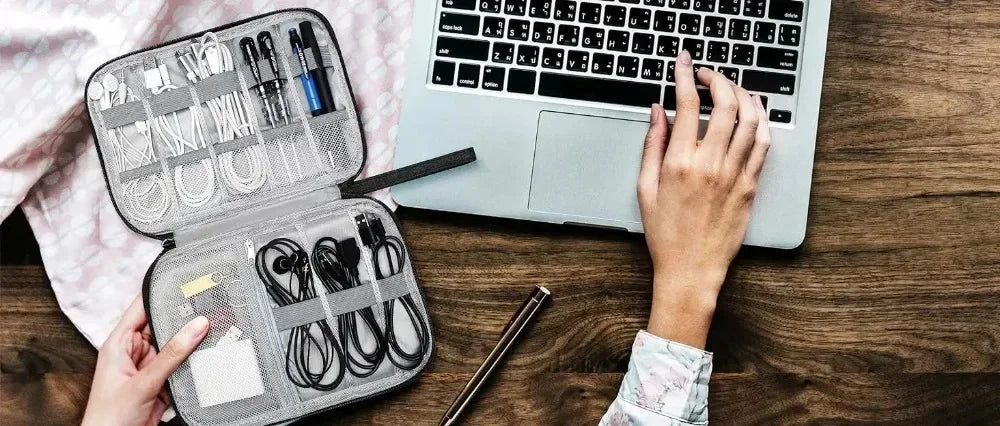 Travel cable storage bag portable
