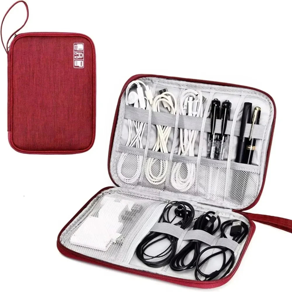 Travel cable storage bag portable