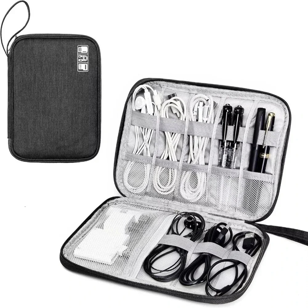 Travel cable storage bag portable