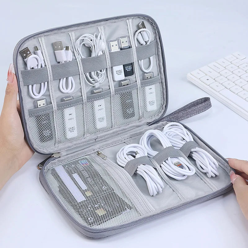 Travel cable storage bag portable