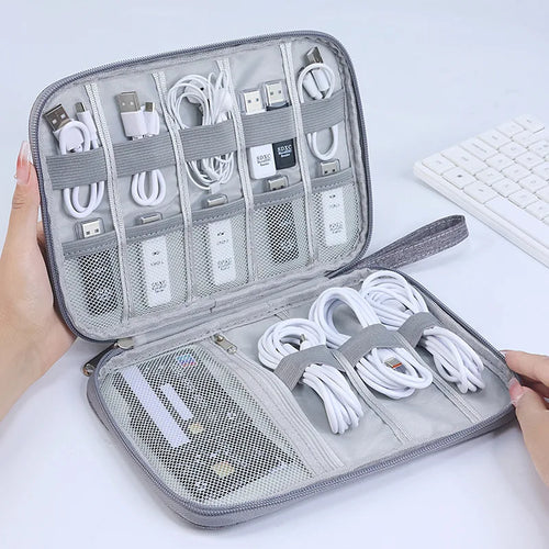 Travel cable storage bag portable