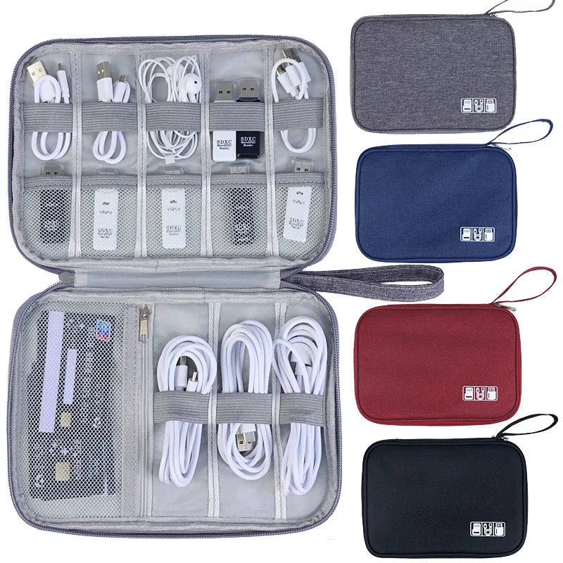 Travel cable storage bag portable